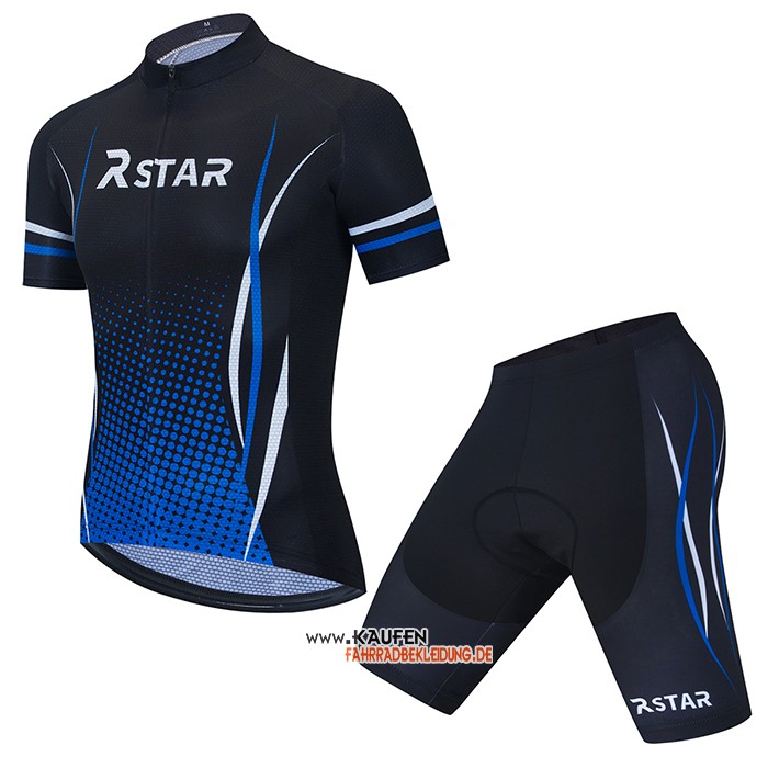 R Star Kurzarmtrikot 2021 und Kurze Tragerhose Shwarz Blau